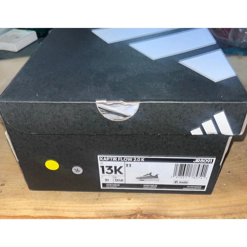 Adidas Kaptir Flow 2.0 K Kids Running Shoes White Black JR8091 Size 13K NIB